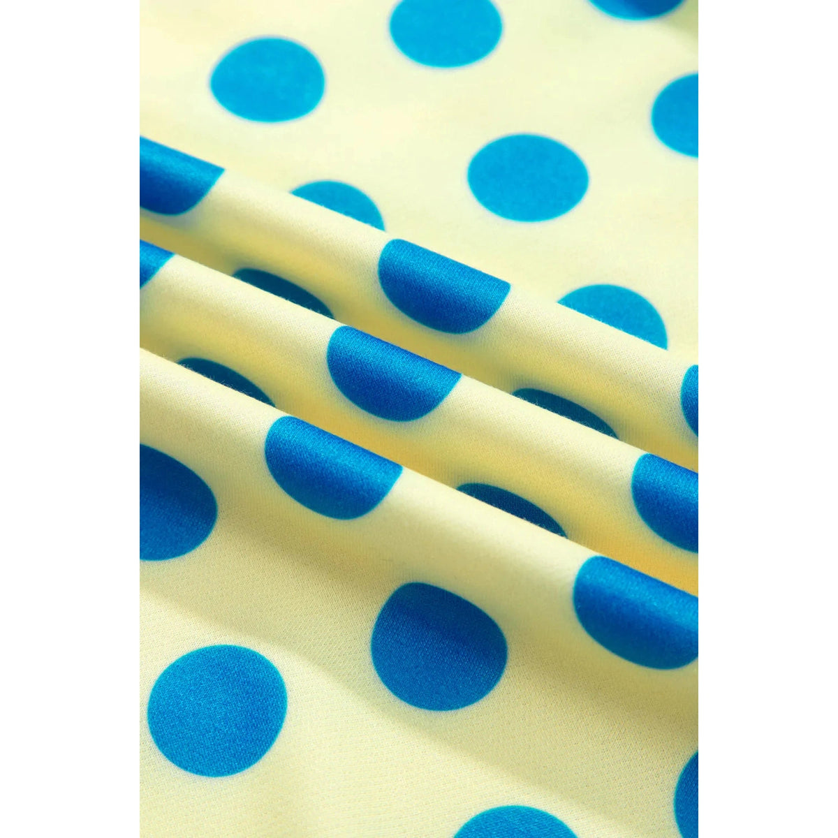 Graysen Yellow Polka Dot Striped Trim Mock Neck Sweatshirt