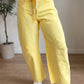 Francey Yellow Grommet Detail Knot Waist Barrel Jeans