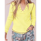 Hayley Yellow V Neck Ribbed Stitched Detail Long Sleeve Top
