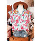 RTS Yesenia Pink Floral Print Striped Detail Split Neck Short Sleeve Blouse