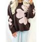Yesenia Cozy Floral Print Round Neck Dropped Shoulder Casual Sweater