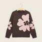 Yesenia Cozy Floral Print Round Neck Dropped Shoulder Casual Sweater