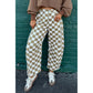 Yetta White Checkered Print Denim Barrel Pants