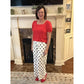 Yolanda White Polka Dot Print Patched Pocket Loose Pants