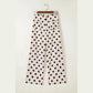 Yolanda White Polka Dot Print Patched Pocket Loose Pants