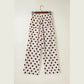 Yolanda White Polka Dot Print Patched Pocket Loose Pants