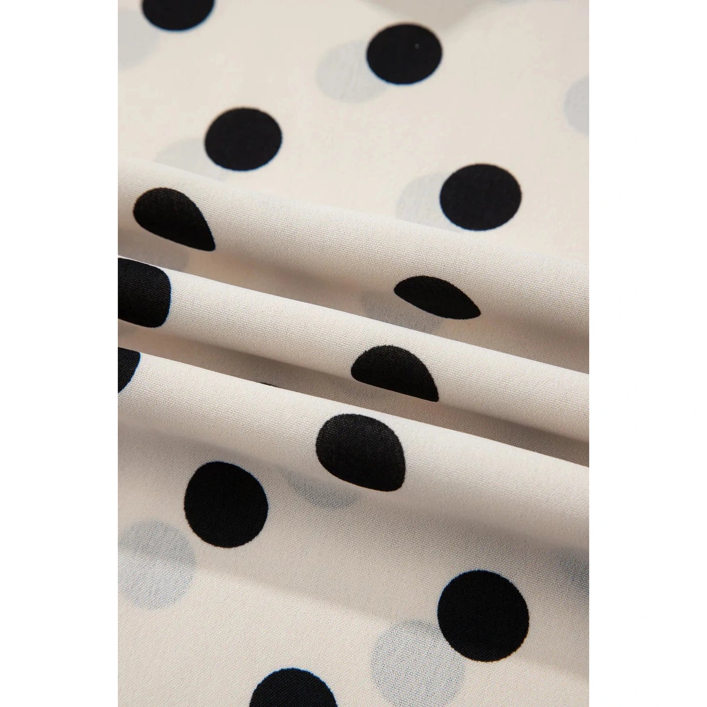 Yolanda White Polka Dot Print Patched Pocket Loose Pants