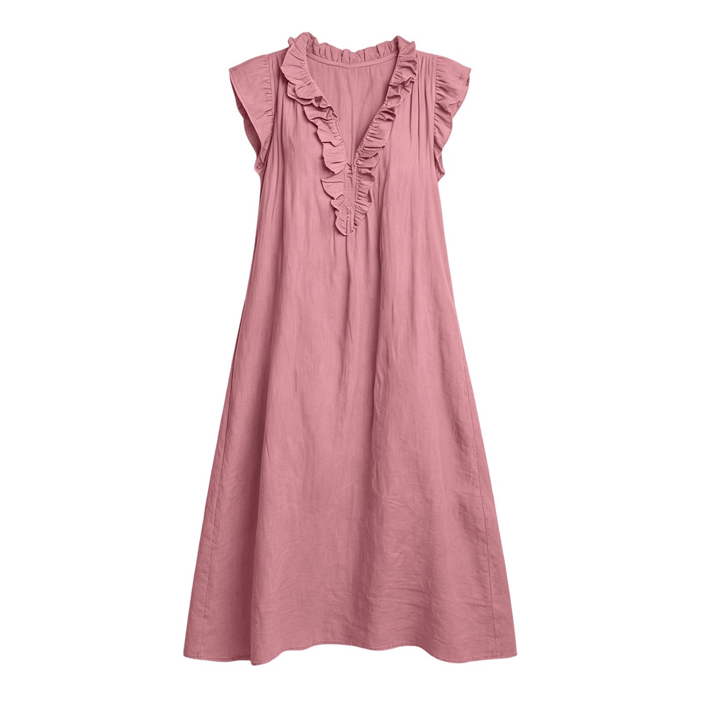 Zandra Blush Ruffle Breeze Maxi Dress w/ Pockets