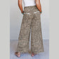 Zaza Khaki Animal Print Wide Leg Terry Knit Pants