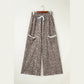 Zaza Khaki Animal Print Wide Leg Terry Knit Pants