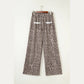 Zaza Khaki Animal Print Wide Leg Terry Knit Pants
