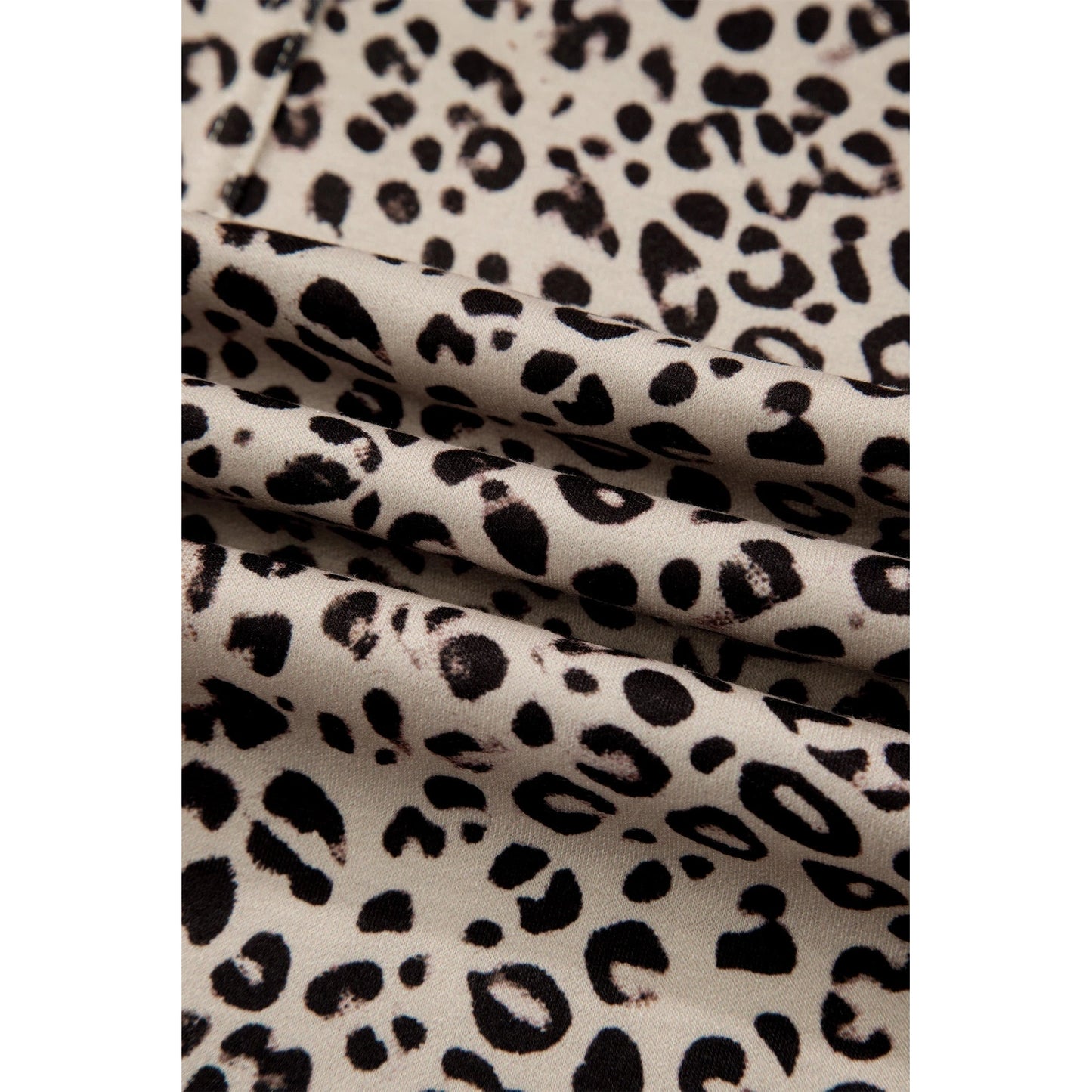 Zaza Khaki Animal Print Wide Leg Terry Knit Pants