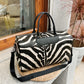 Zebra Faux Leather Large Capacity Travel Bag