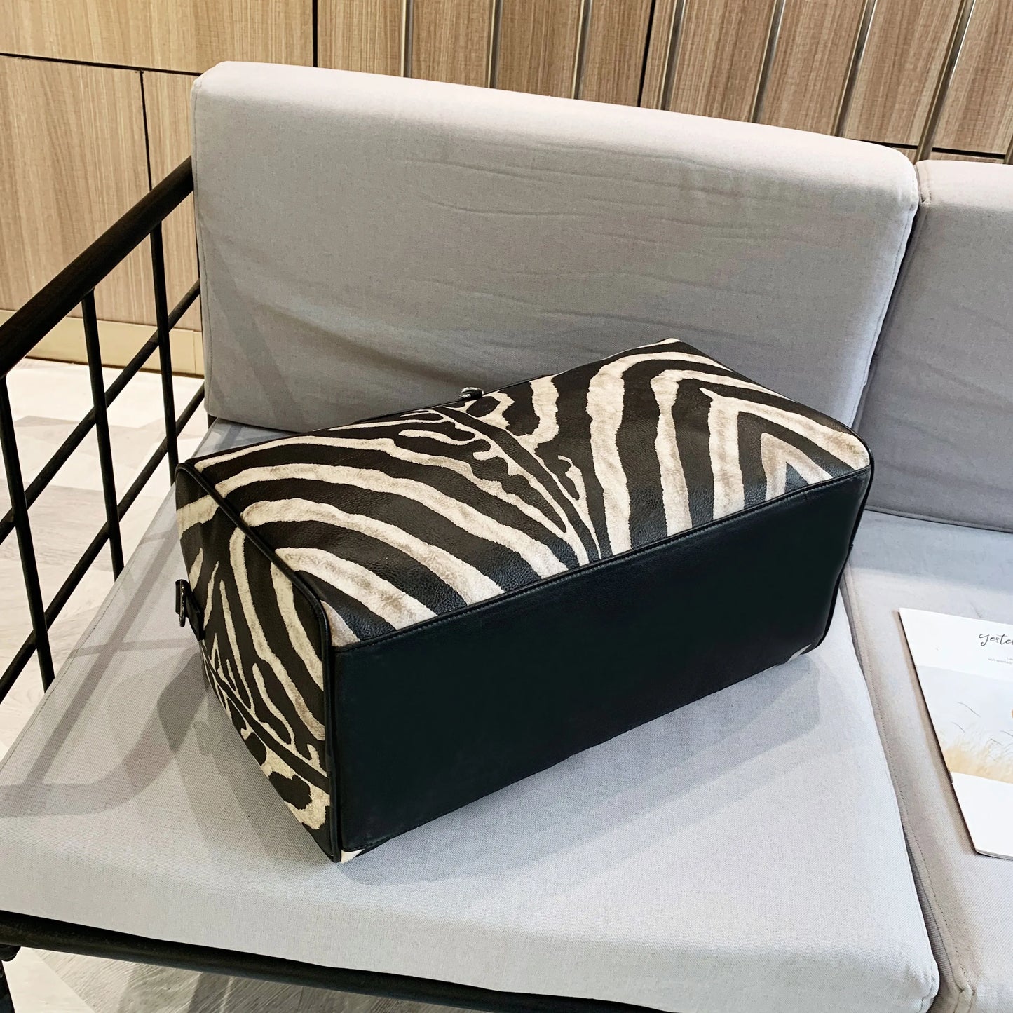 Zebra Faux Leather Large Capacity Travel Bag