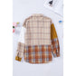 Zellie Plaid Color Block Patchwork Shirt Jacket with Pocket