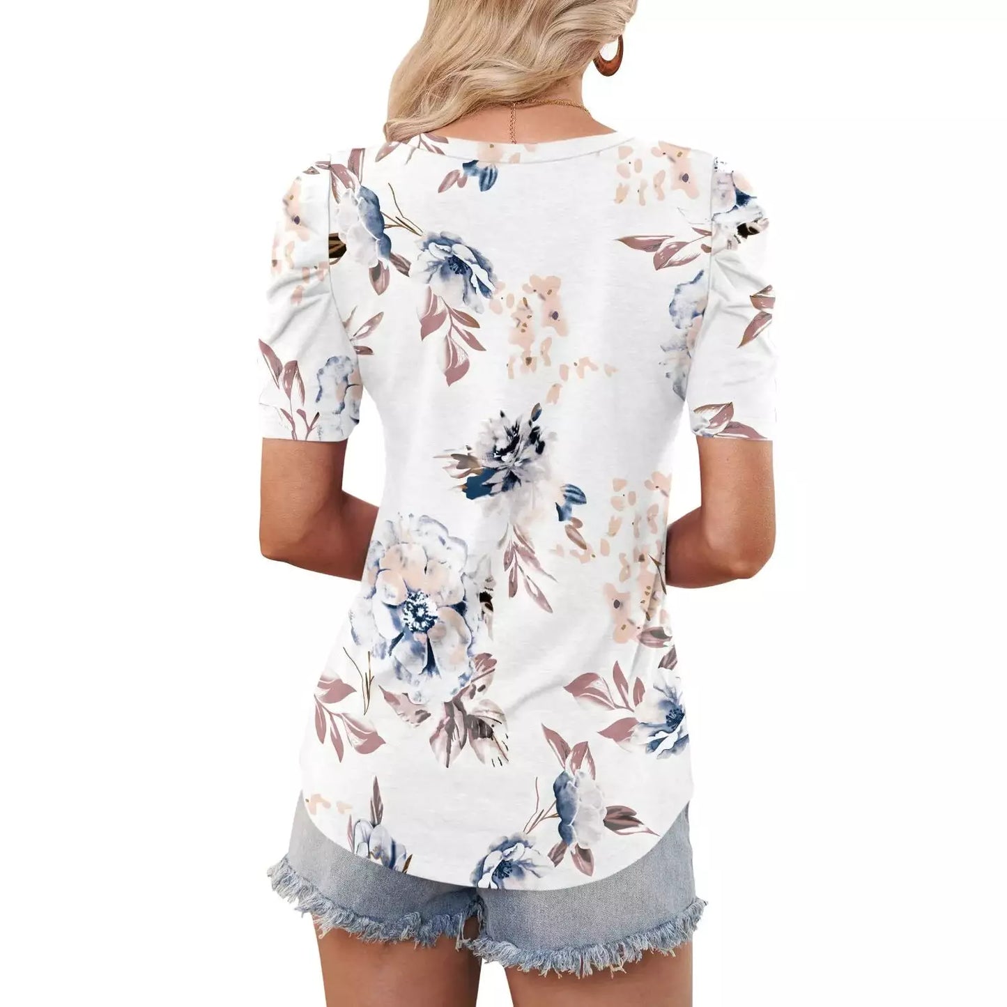 DESTASH Zinny White Floral V Neck Top