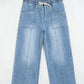 Zoella Beau Blue Drawstring Waist Wide Leg Ankle Length Jeans