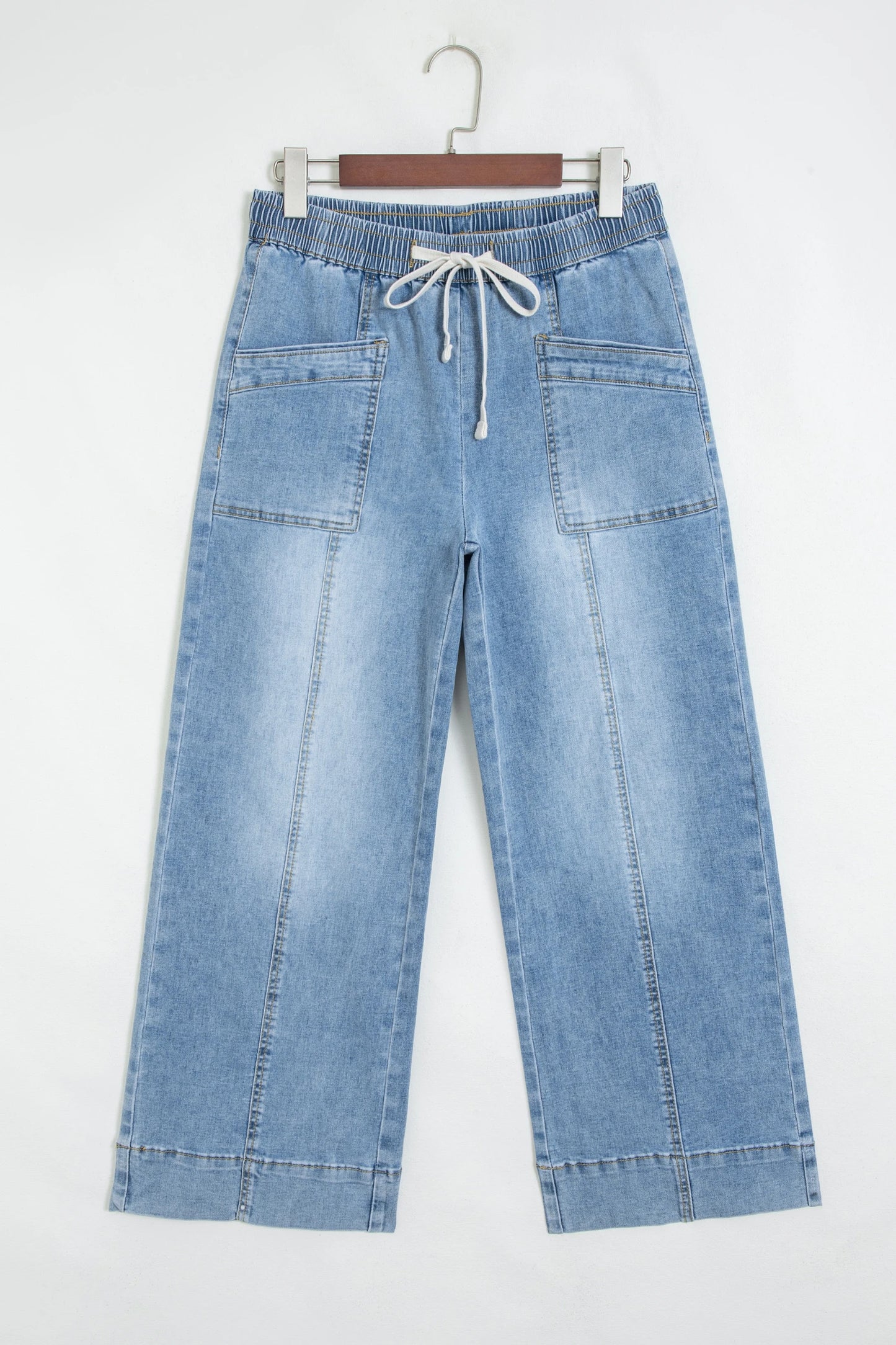 Zoella Beau Blue Drawstring Waist Wide Leg Ankle Length Jeans