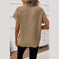 Zoey Khaki Turtleneck Textured Short Sleeve Sweater