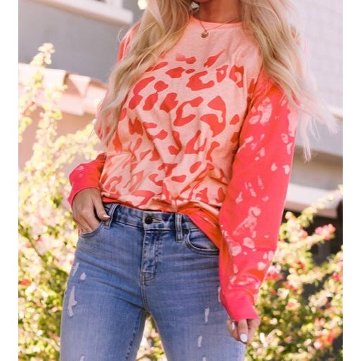 REDUCED!!!  Kelsi Pink Bleached Cheetah Print Sweatshirt  REDUCED!!!