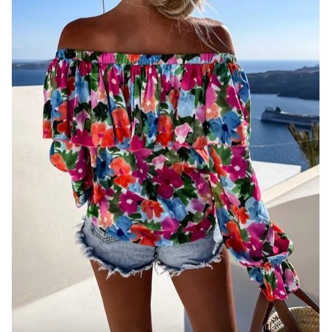 Julianna Floral Print Ruffled Off Shoulder Blouse