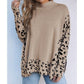 Brandi Leopard High Neck Side Slit Oversized Sweater - S to 3X