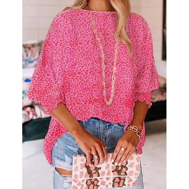 Emerson Oversized Leopard Puff Sleeve Blouse