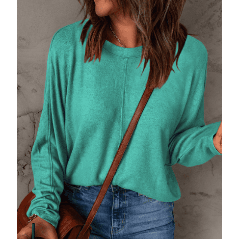 Taylyn Green Patchwork Long Sleeve Top