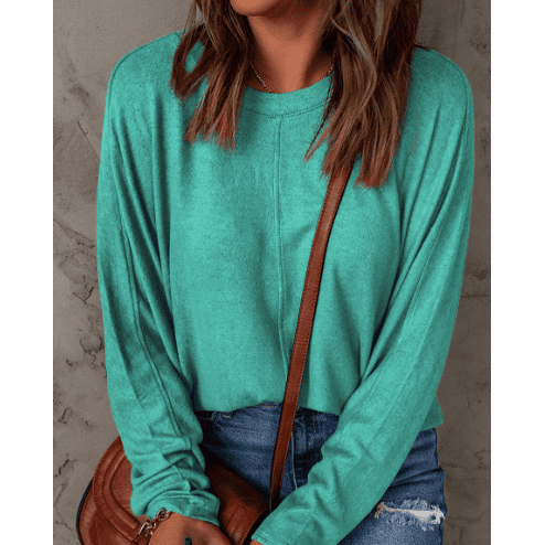 Taylyn Green Patchwork Long Sleeve Top