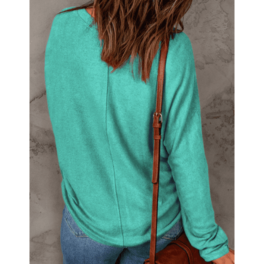 Taylyn Green Patchwork Long Sleeve Top