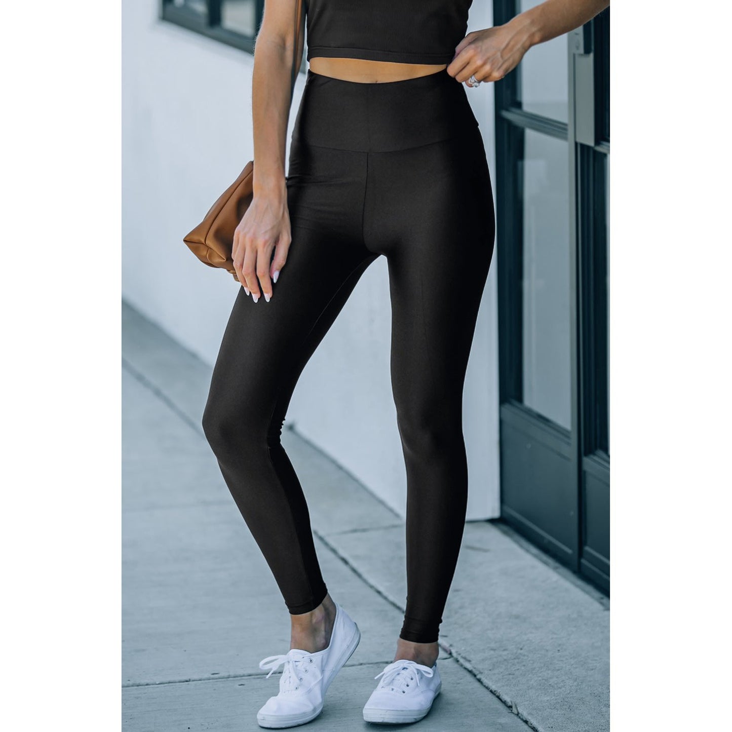 Cally Black High Rise Tight Leggings with Waist Cincher