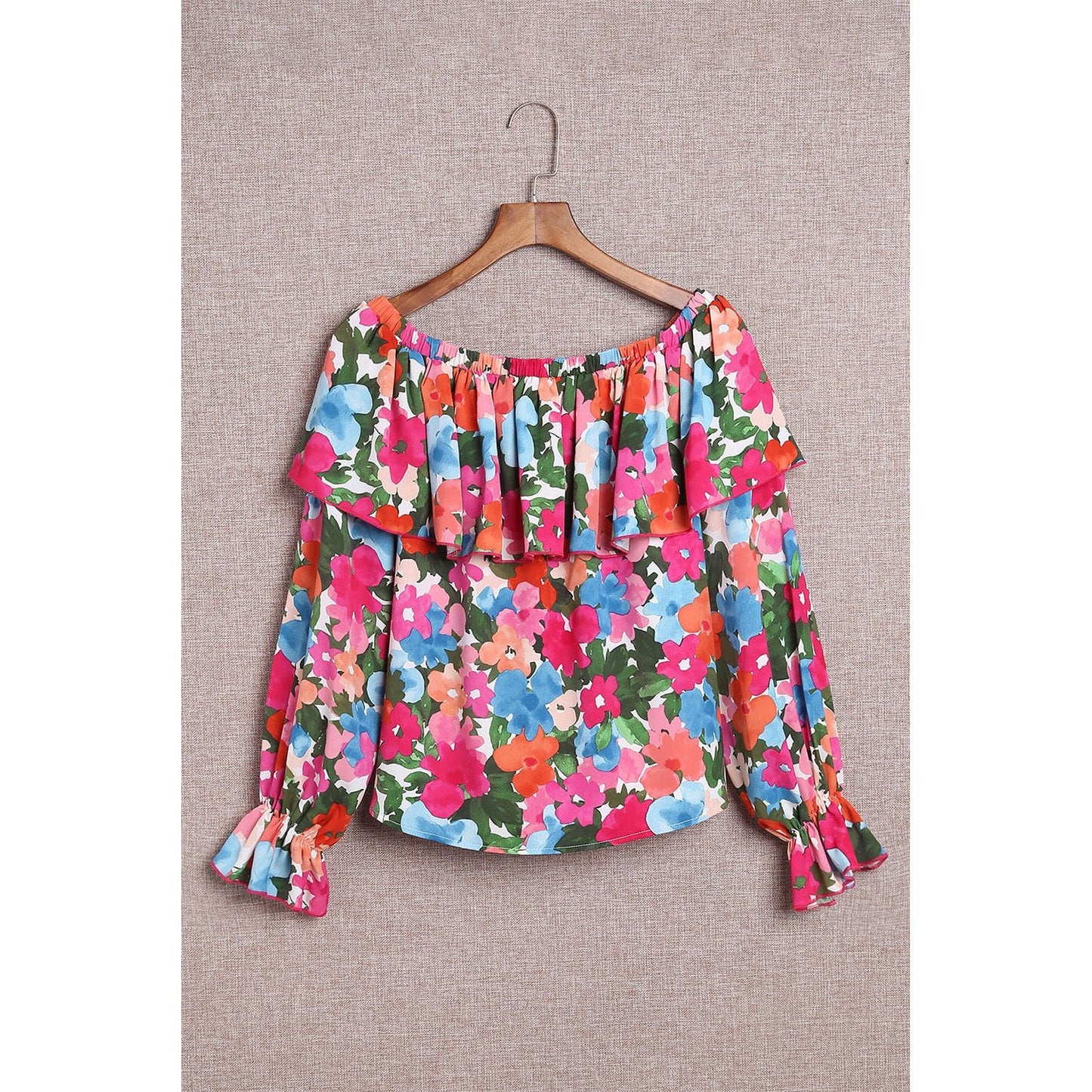 Julianna Floral Print Ruffled Off Shoulder Blouse