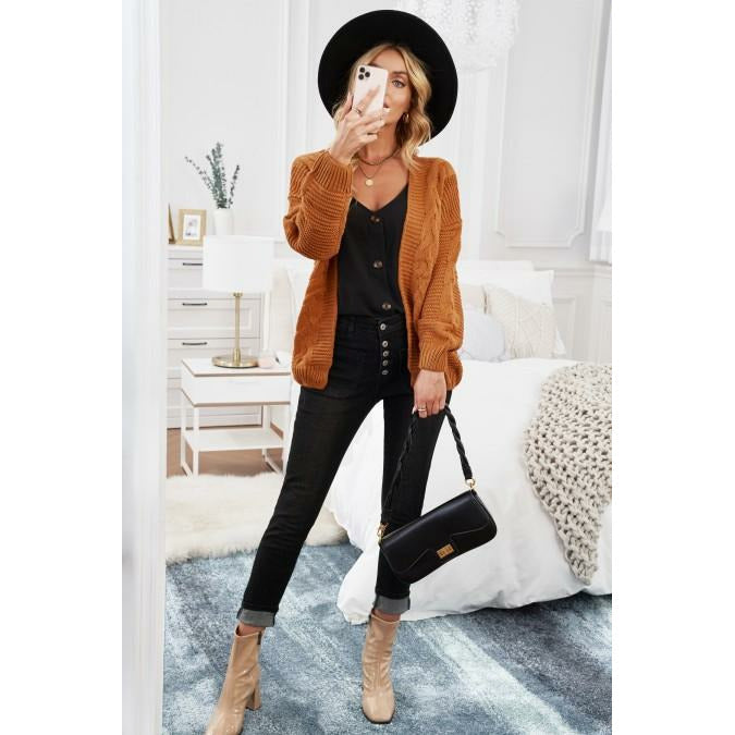 Narah Brown Chunky Wide Knit Cardigan