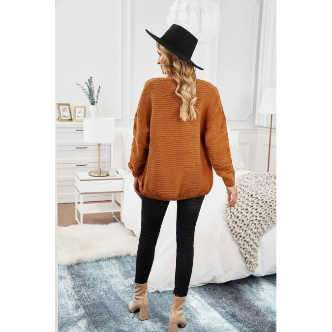 Narah Brown Chunky Wide Knit Cardigan