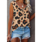 RTS  Pia Leopard Button Neck Chest Pocket Tank Top