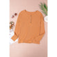 REDUCED!!!  Suzzet Orange Waffle Knit Henley Top  REDUCED!!!